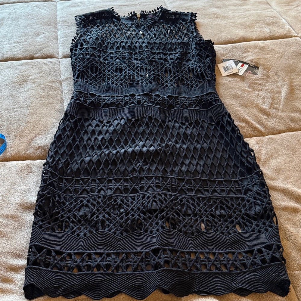 Chic Black Crochet Midi Dress